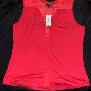 Bebe Red Fitted Buttoned Blouse